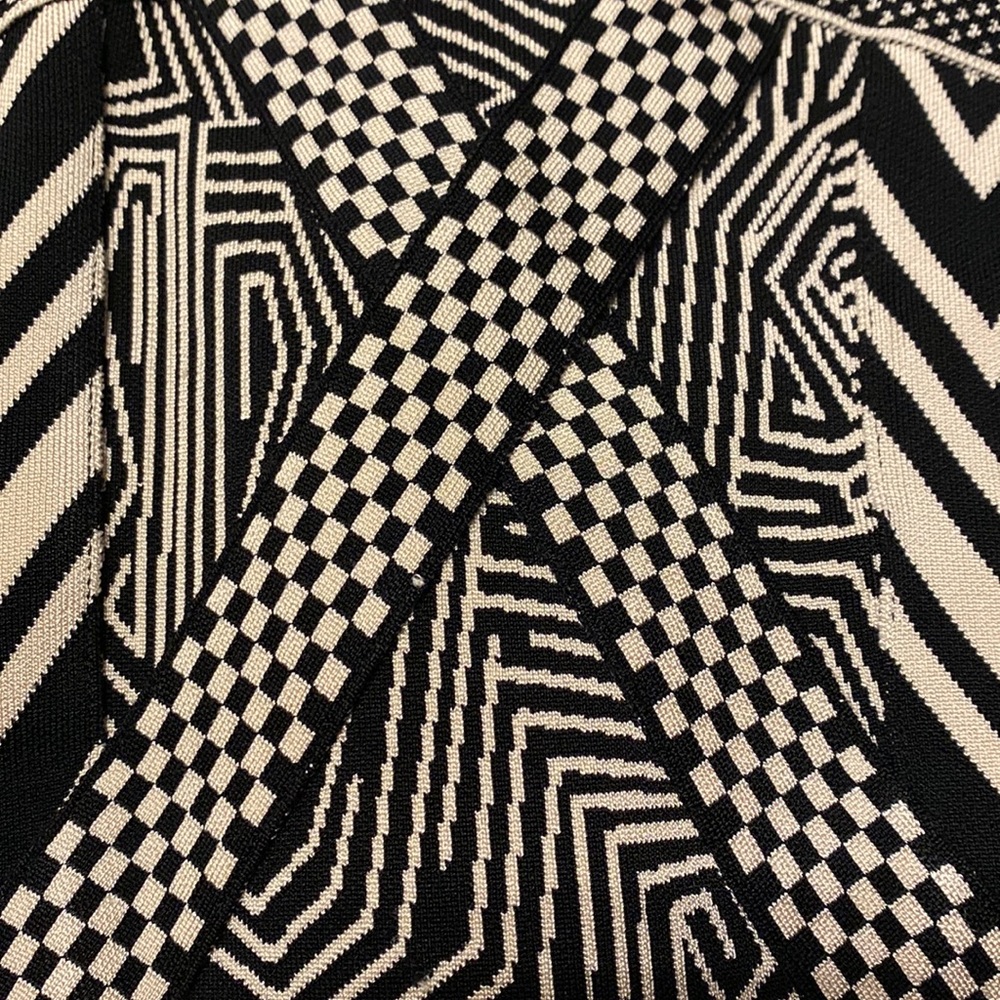 Herve Leger Vintage Black and White Printed Strapless Bandage Mini Dress - M - Picture 5 of 6